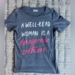 fuego “Well read woman” Gray and Pink Slogan Tee